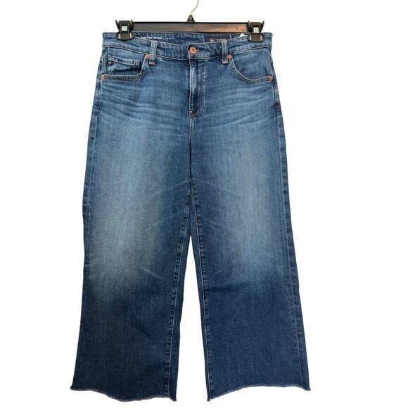 AG Adriano Goldschmied Wide Leg Crop Mid Rise Jeans Women Size 28 Blue Denim Mad - Picture 1 of 4